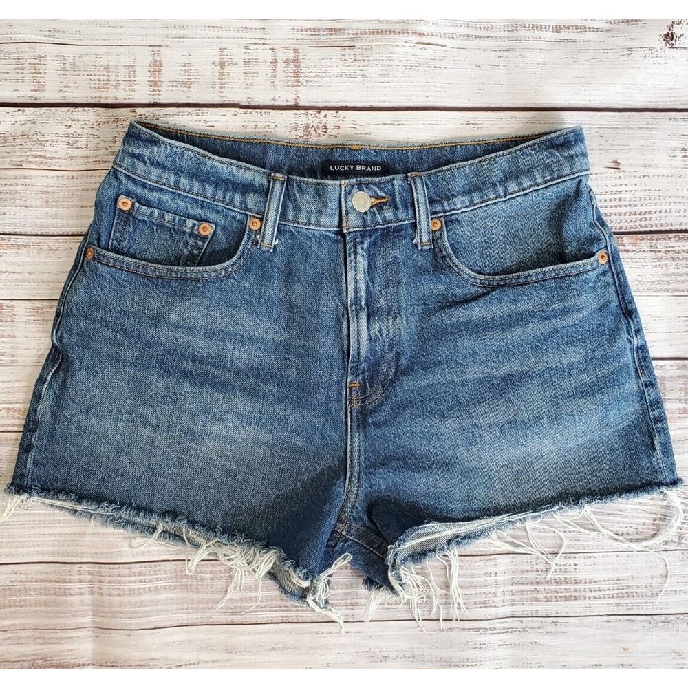 6/28 Lucky Brand Denim Cut Off Jean Shorts Frayed Relaxed Hot Short Cutoff